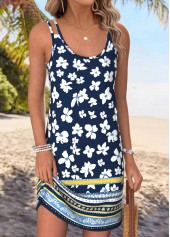 Navy Floral Print Short Cut Out Strappy Dress | thumb picture 