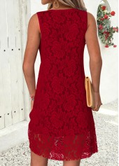 Wine Red Short Tummy Coverage Sleeveless Round Neck Dress | thumb picture 