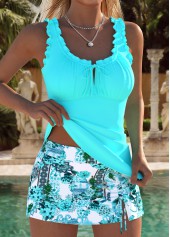 Mint Green Mid Waisted Two-piece Bohemian Print Tankini Set | thumb picture 