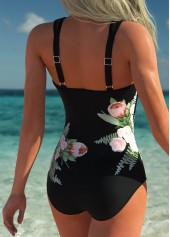 Black Floral Print One Piece Swimwear | thumb picture 