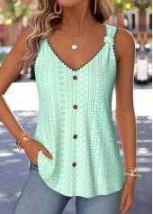 Cyan Tie Sleeveless V Neck Tank Top