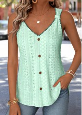 Cyan Tie Sleeveless V Neck Tank Top | thumb picture 