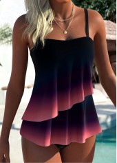 Multi Color Layered Ombre Tankini Top-No Bottom