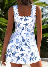 White Layered Floral Print One Piece Swimdress | thumb picture 