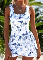 White Layered Floral Print One Piece Swimdress | thumb picture 
