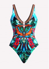 Multi Color Grommet Leopard One Piece Swimwear and Sarong | thumb picture 