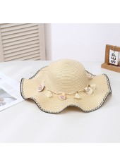 Light Camel Shell Straw Visor Hat