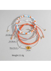 Orange Flower Adjustable Beaded Anklet Set | thumb picture 