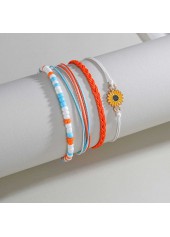 Orange Flower Adjustable Beaded Anklet Set | thumb picture 