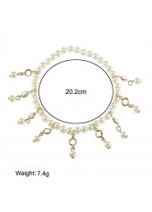 Beige Color Alloy Detail Pearl Anklet | thumb picture 