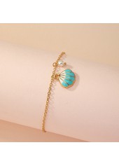 Mint Green Pearl Shell Alloy Anklet | thumb picture 