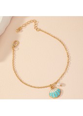 Mint Green Pearl Shell Alloy Anklet | thumb picture 