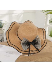 Dark Camel Striped Visor Straw Hat