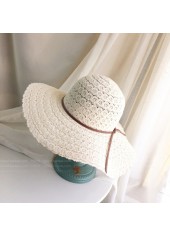 White Color Openwork Wide-brimmed Design Hat