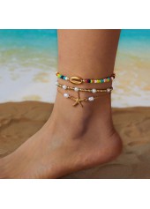 Multi Color Shell Starfish Alloy Anklets