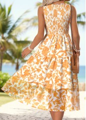 Light Yellow Tribal Print Tummy Coverage Sleeveless Dress | thumb picture 