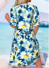 Multi Color Floral Print Tummy Coverage Short Sleeve Dress | thumb picture 