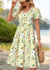 Multi Color Floral Print Double Side Pockets Dress | thumb picture 