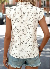 Beige Ditsy Floral Print Ruffle Sleeveless Tank Top | thumb picture 