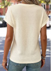 Beige Surplice Short Sleeve Round Neck T Shirt | thumb picture 