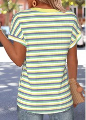 Multi Color Striped Criss Cross Short Sleeve T Shirt | thumb picture 