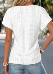 White Curved Hem Short Sleeve V Neck T Shirt | thumb picture 