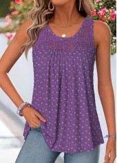Purple Patchwork Sleeveless Scoop Neck Tank Top