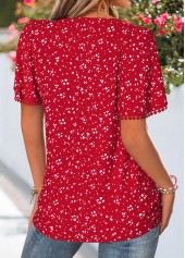 Red Polka Dot Curved Hem Short Sleeve Blouse | thumb picture 