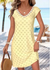 Light Yellow Short Bowknot V Neck Dress | thumb picture 