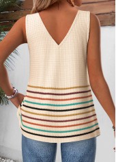 Light Coffee Multi Stripe Print Tie Strappy Tank Top | thumb picture 
