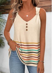 Light Coffee Multi Stripe Print Tie Strappy Tank Top | thumb picture 