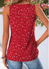 Red Polka Dot Patchwork Sleeveless V Neck Tank Top | thumb picture 