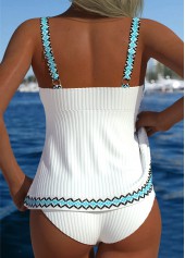 White Mid Waisted Tummy Coverage Tribal Print Tankini Set | thumb picture 