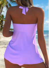 Light Purple Layered Floral Print One Piece Swimdress | thumb picture 