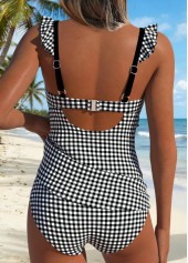 Black Mid Waisted Cut Out Gingham Print Tankini Set | thumb picture 