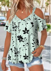 Sage Green Tummy Coverage Floral Print T Shirt | thumb picture 