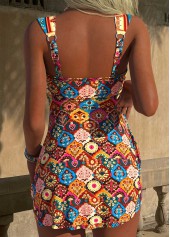 Multi Color Mid Waisted Bowknot Tribal Print Tankini Set | thumb picture 