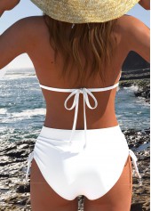 White Mid Waisted Bowknot Marine Life Print Bikini Set | thumb picture 