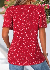 Red Polka Dot Curved Hem Short Sleeve T Shirt | thumb picture 