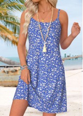 Purplish Blue Ditsy Floral Print Short Dress and Cardigan | thumb picture 