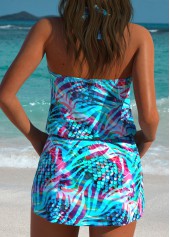 Cyan High Waisted Fake 2in1 Tankini Set | thumb picture 