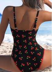 Black Bowknot Fruit Printing One Piece Swimwear | thumb picture 