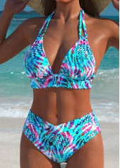 Blue Mid Waisted Animal Print Bikini Set | thumb picture 