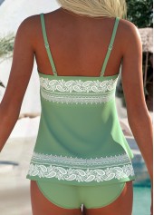 Sage Green Mid Waisted Layered Tribal Print Tankini Set | thumb picture 