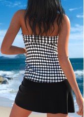 Black Mid Waisted Plaid Tankini Set | thumb picture 
