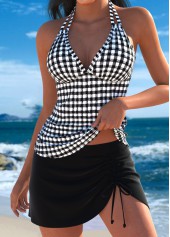 Black Mid Waisted Plaid Tankini Set | thumb picture 