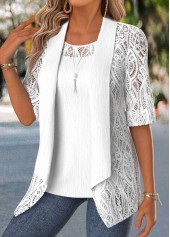 Raw White Tummy Coverage Cardigan and Tank Top
