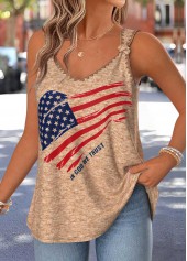 American Flag Light Camel Tie Strappy Tank Top | thumb picture 