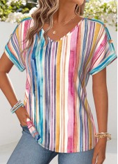Multi Color Curved Hem Short Sleeve T Shirt | thumb picture 