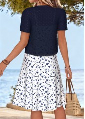 White Ditsy Floral Print Tummy Coverage Dress and Cardigan | thumb picture 